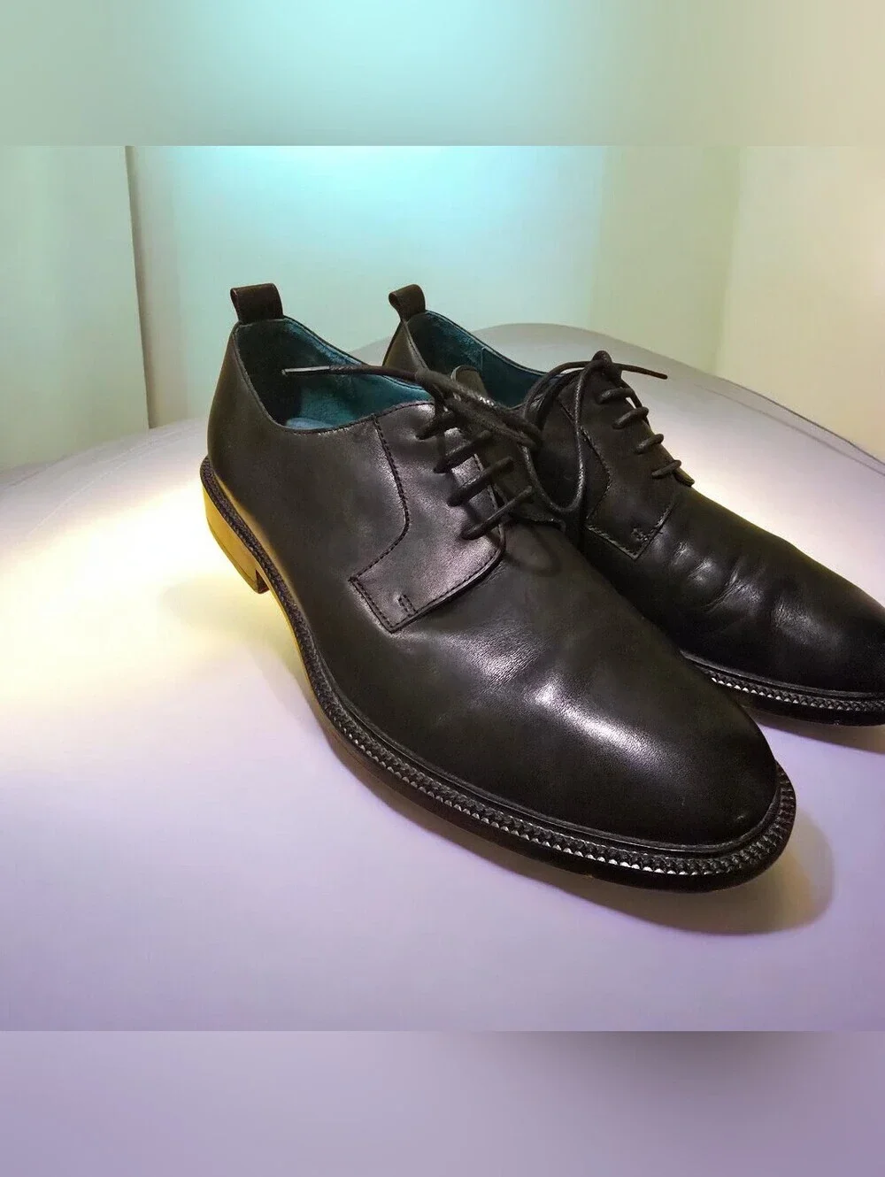 Men's Classic Black Leather Derby Shoes - Sleek Lace-Up Design